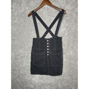 Free People Skirt Womens 8 Gray Overall Mini Jumper Pinafore Cargo Acadmia Y2K
